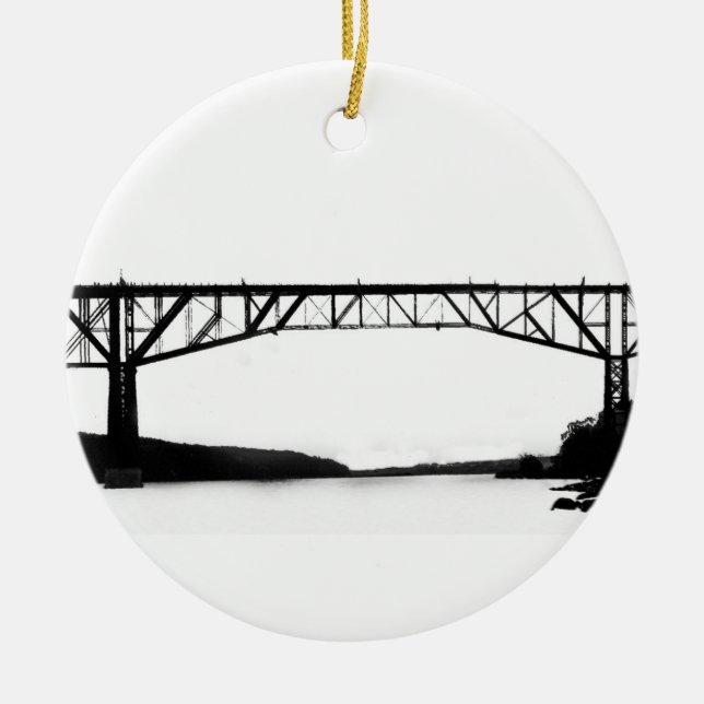 Bridge Over the Hudson Ceramic Tree Decoration (Front)
