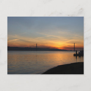 Bridge over the River Tagus at Sunset Postcard
