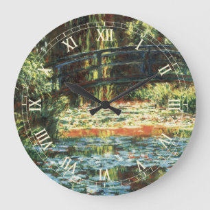Bridge Over the Waterlily Pond by Claude Monet Large Clock
