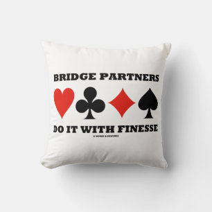 Bridge Partners Do It With Finesse Four Card Suits Cushion