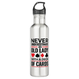 Bridge Player Never Underestimate Old Lady Cards 710 Ml Water Bottle