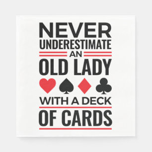 Bridge Player Never Underestimate Old Lady Cards Napkin