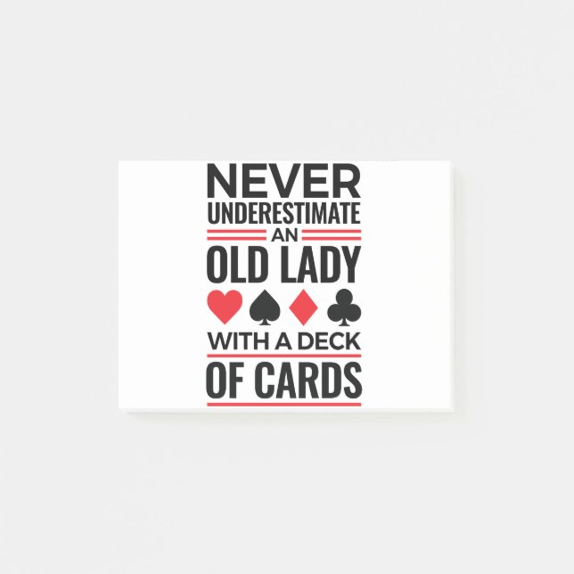 Bridge Player Never Underestimate Old Lady Cards Post-it Notes (Front)