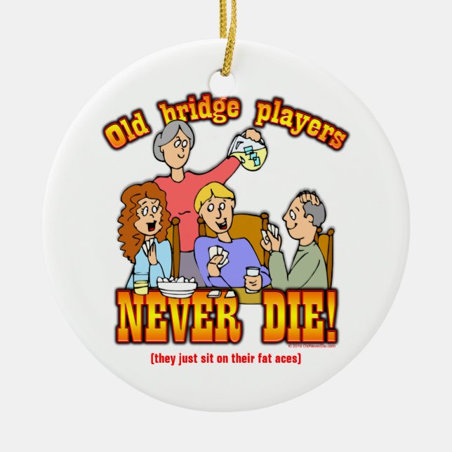 Bridge Players Ceramic Tree Decoration (Front)