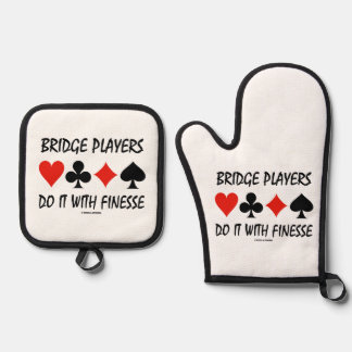 Bridge Players Do It With Finesse Four Card Suits Oven Mitt & Pot Holder Set