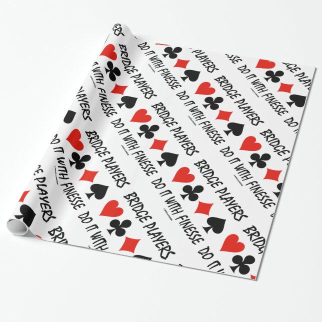 Bridge Players Do It With Finesse Four Card Suits Wrapping Paper (Unrolled)