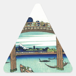Bridge River Japan Shinto Boats Travel Landmark Triangle Sticker