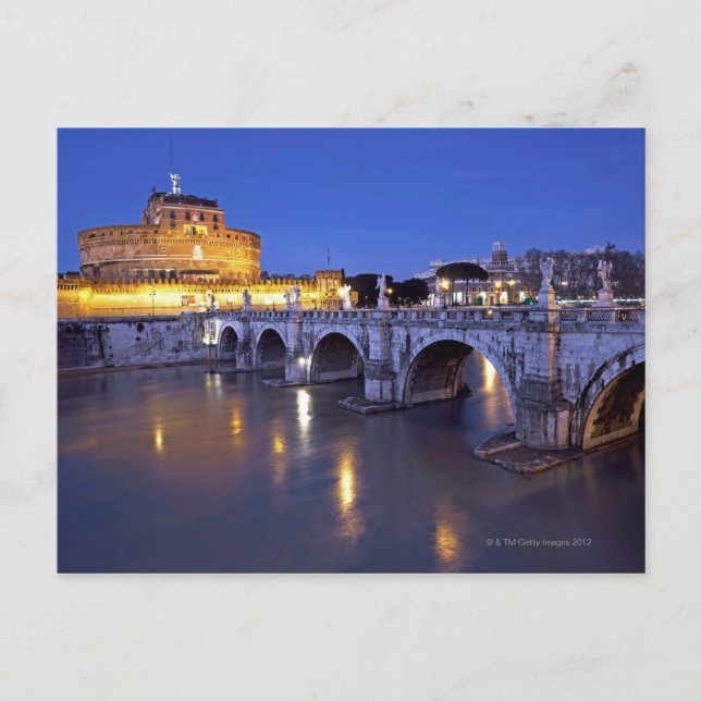Bridge Sant Angelo and Castel Sant Angelo at Postcard (Front)