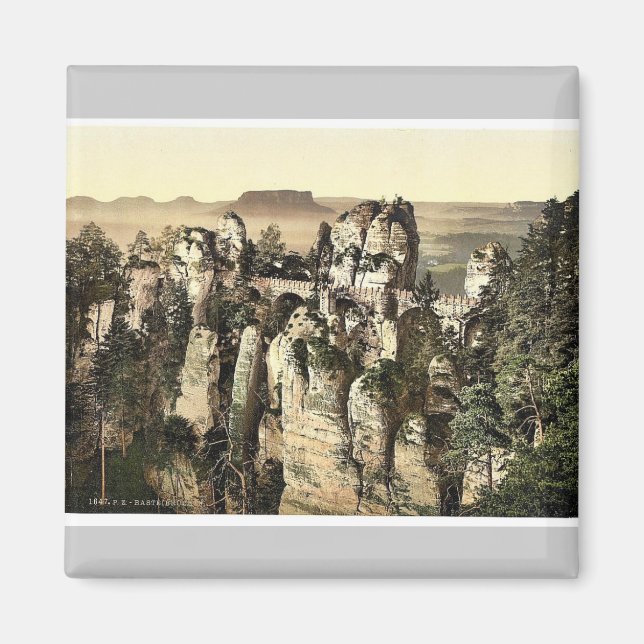 Bridge, the Bastion, Saxony, Germany rare Photochr Magnet (Front)