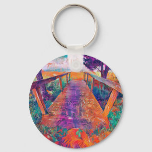 Bridge to peace an A.I. developed painting  Key Ring