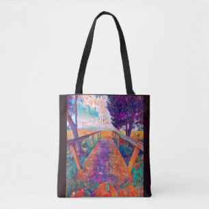 Bridge to peace an A.I. developed painting   Tote Bag