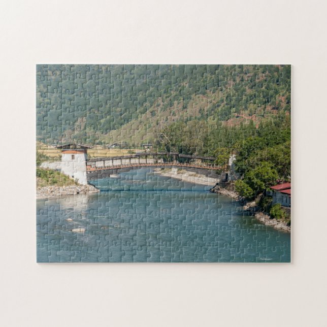 Bridge to Punakha Dzong in Bhutan, Asia, Himalaya Jigsaw Puzzle (Horizontal)