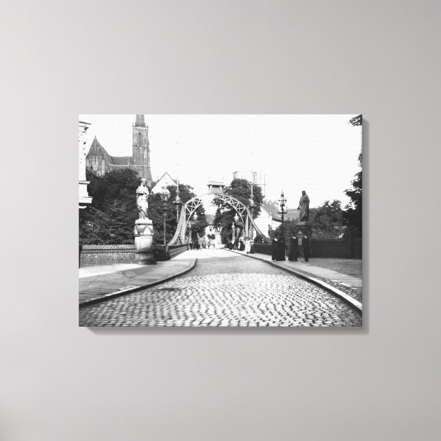 Bridge to the Cathedral, Breslau  Poland, c.1910 Canvas Print (Front)