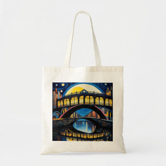 Bridge under moonlight 4 tote bag
