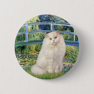 Bridge - White Persian cat 6 Cm Round Badge