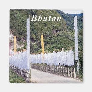 Bridge with Buddhist Prayer Flags - Bhutan Magnet