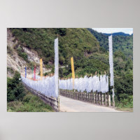 Bridge with Buddhist Prayer Flags - Bhutan