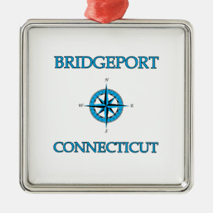 Bridgeport Connecticut Nautical Compass Rose Metal Tree Decoration