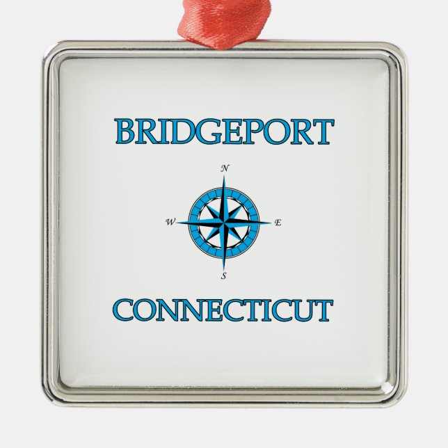 Bridgeport Connecticut Nautical Compass Rose Metal Tree Decoration (Front)
