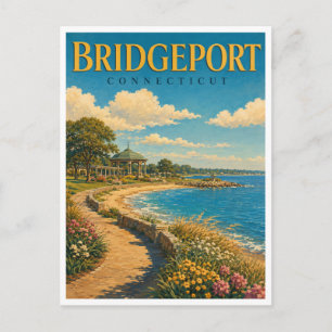 Bridgeport Connecticut Seaside Park GeoSaga Postcard