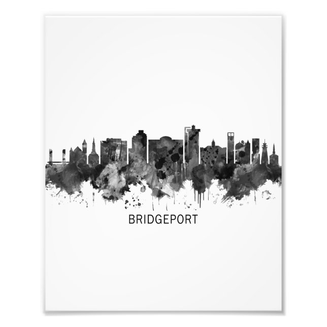 Bridgeport Connecticut Skyline BW Photo Print (Front)