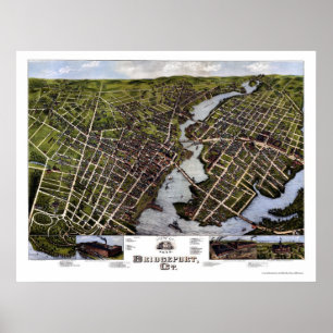 Bridgeport, CT Panoramic Map - 1875 Poster