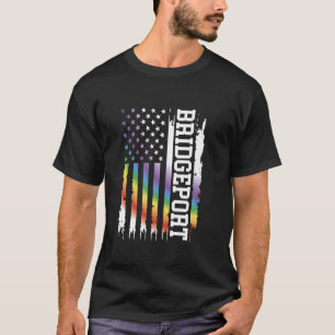 Bridgeport United States Distressed Rainbow w US F T-Shirt