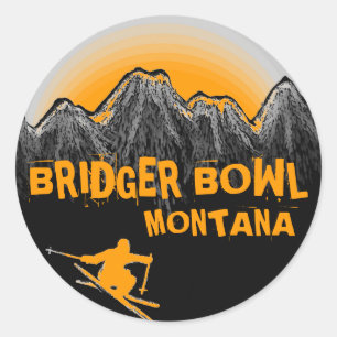 Bridger Bowl Montana orange skier stickers