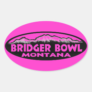 Bridger Bowl Montana pink oval stickers
