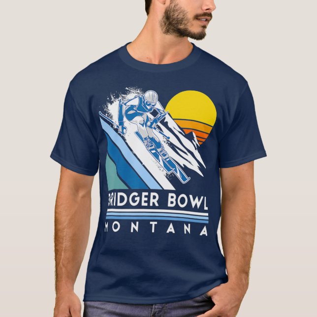 Bridger Bowl Montana Retro Ski T-Shirt (Front)