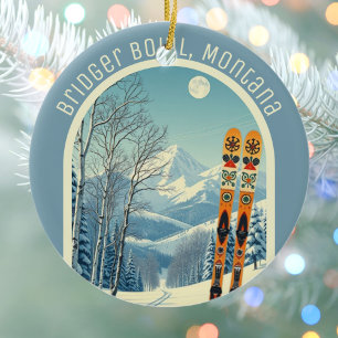 Bridger Bowl Montana ski area souvenir  Ceramic Tree Decoration