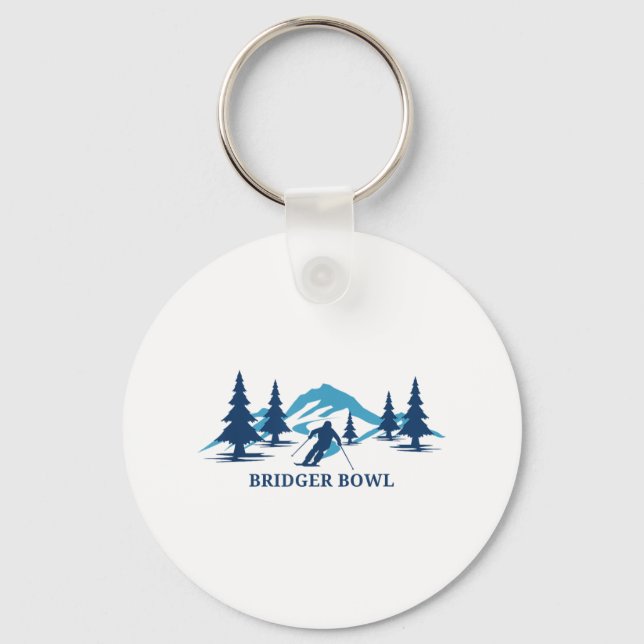 Bridger Bowl Montana Ski Resort Skiing Skier _1  Key Ring (Front)