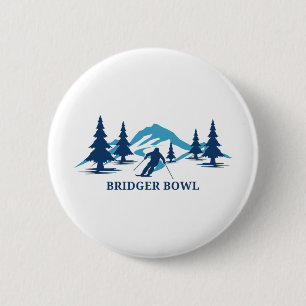 Bridger Bowl Montana Ski Resort Skiing Skier 6 Cm Round Badge