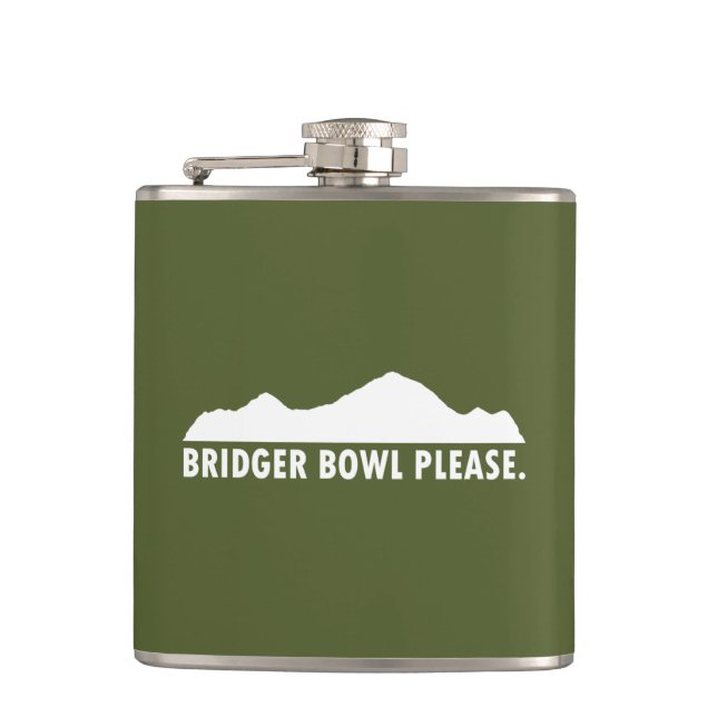 Bridger Bowl Please Hip Flask (Front)
