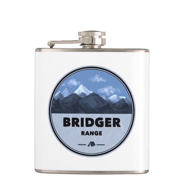 Bridger Range Montana Camping Hip Flask (Front)