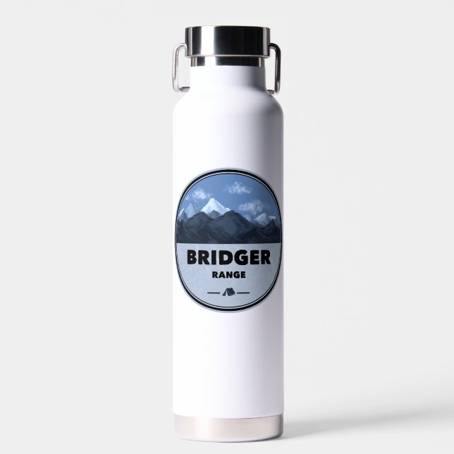 Bridger Range Montana Camping Water Bottle (Front)