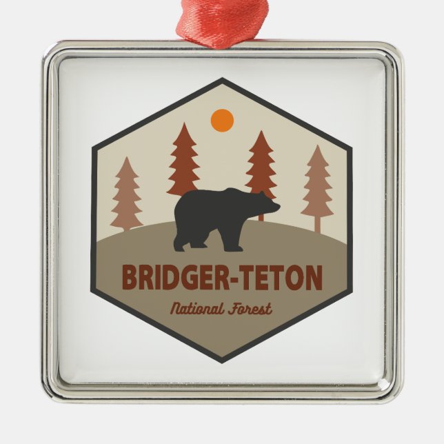 Bridger-Teton National Forest Bear Metal Tree Decoration (Front)