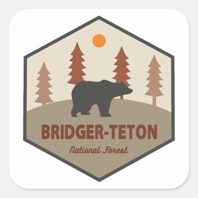 Bridger-Teton National Forest Bear Square Sticker (Front)