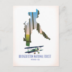 Bridger-teton national forest, wyoming map postcard
