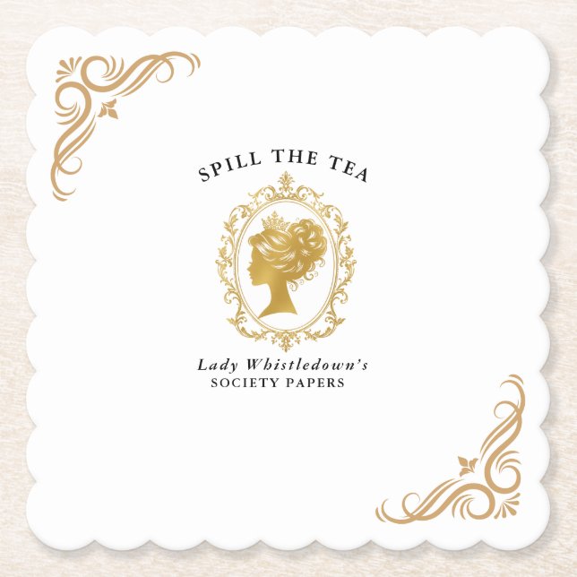 Bridgerton Bridal Shower Paper Coaster (Front)