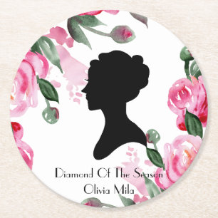 BRIDGERTON FLORAL BRIDAL SHOWER ROUND PAPER COASTER