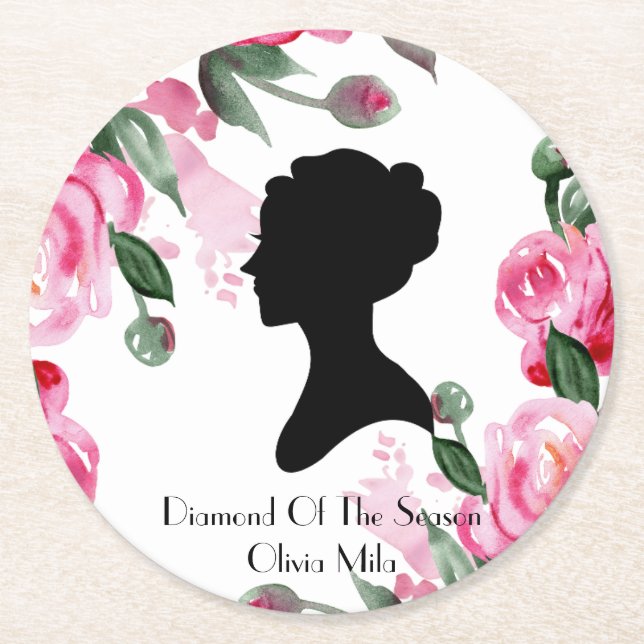 BRIDGERTON FLORAL BRIDAL SHOWER ROUND PAPER COASTER (Front)