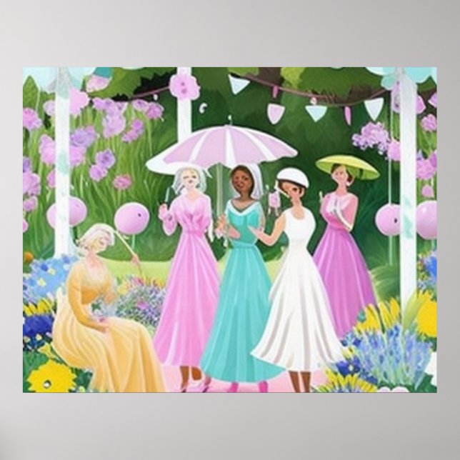 Bridgerton inspiration watercolor painting floral poster (Front)