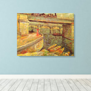 Bridges Across Seine, Asnieres by Vincent van Gogh Canvas Print