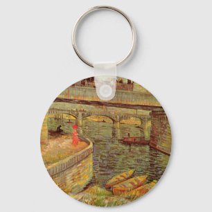 Bridges Across Seine, Asnieres by Vincent van Gogh Key Ring