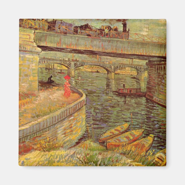 Bridges Across Seine, Asnieres by Vincent van Gogh Magnet (Front)