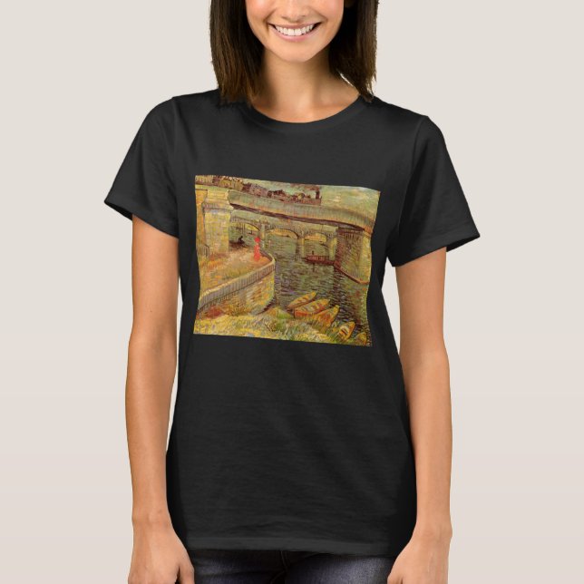 Bridges Across Seine, Asnieres by Vincent van Gogh T-Shirt (Front)