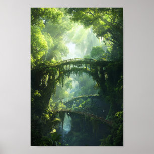 Bridges of the Emerald Canopy – Lush Forest Fantas Poster