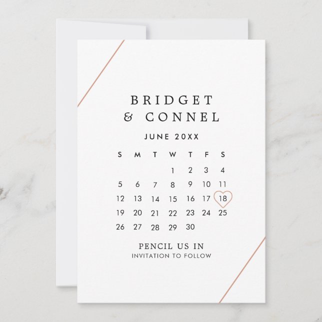 Bridget Rose Gold Geometric Modern Wedding Save The Date (Front)