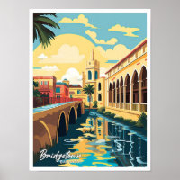 Bridgetown Barbados Art Travel Illustration